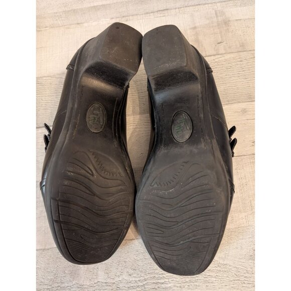 Clarks Womens Black Leather Heeled Loafers With Dual Buckle Straps Size 9.5M - Picture 4 of 6